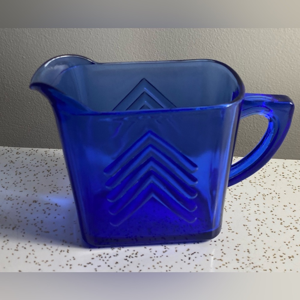 Vintage Cobalt Blue Hazel Atlas Chevron creamer